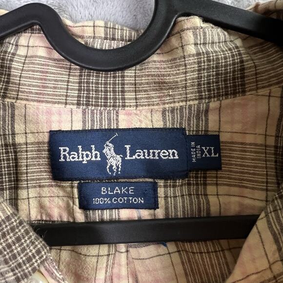 Ralph Lauren Men's Button Up Blake Shirt Size XL Brown Plaid Print 100% Cotton - Picture 6 of 13